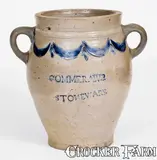 Commeraw's Stoneware, Rare COMMERAWS / STONEWARE / CORLEARS HOOK Vertical-Handled Stoneware Jar