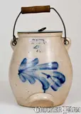 Evan R. Jones, EVAN R. JONES / PITTSTON, PA Stoneware Batter Pail w/ Floral Design, circa 1875, Stoneware
