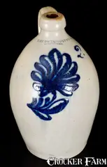 F. Stetzenmeyer & Co., F. STETZENMEYER & CO. / ROCHESTER, NY Stoneware Jug w/ Slip-Trailed Floral Decoration, circa 1850, Stoneware