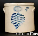 J. Burger Jr, 2 Gal. J. BURGER JR. / ROCHESTER Stoneware Crock with Slip-Trailed Decoration