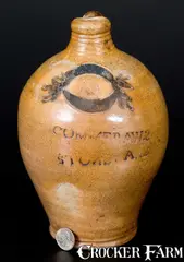 Extremely Rare 1/2 Gal. COMMERAWS / STONEWARE Jug by Commeraw's Stoneware, early 19th century, Stoneware, sold Jul 2017