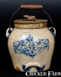 F.H. Cowden, F. H. COWDEN / HARRISBURG, PA Stoneware Batterpail with Stenciled Decoration, circa 1880, Stoneware