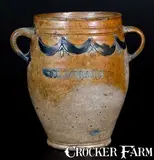 Commeraw's Stoneware, Fine COMMERAWS / STONEWARE Vertical-Handled Jar w/ Impressed Decoration
