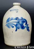 2 Gal. COWDEN & WILCOX / HARRISBURG, PA Stoneware Jug with Floral Decoration by Cowden & Wilcox, circa 1865, Stoneware, sold Jul 2017