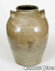 Winthrop Chandler, Fine Large-Sized CHANDLER / MAKER (Edgefield District, SC) Stoneware Jar w/ Slip Decoration, circa 1850, Stoneware