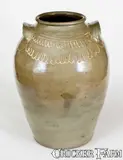 Winthrop Chandler, Fine Large-Sized CHANDLER / MAKER (Edgefield District, SC) Stoneware Jar w/ Slip Decoration, circa 1850, Stoneware