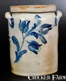 Very Fine JOHN BELL / WAYNESBORO 2 Gal. Stoneware Jar with Elaborate Decoration by John Bell, circa 1850-1880, Stoneware, sold Jul 2017