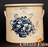 J. & E. NORTON / BENNINGTON, VT Stoneware Crock w/ Fine Basket-of-Flowers Decoration by J. & E. Norton, circa 1855, Stoneware, sold Jul 2017