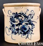 4 Gal. J. NORTON & CO. / BENNINGTON, VT Stoneware Crock with Slip-Trailed Floral Decoration by J. Norton & Co., circa 1860, Stoneware, sold Jul 2017