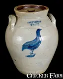 I. Seymour, Very Fine I. SEYMOUR / TROY Stoneware Lidded Jar with Incised Bird Decoration