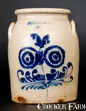 3 Gal. J. & E. NORTON / BENNINGTON, VT Stoneware Jar with Floral Decoration by J. & E. Norton, circa 1855, Stoneware, sold Jul 2017