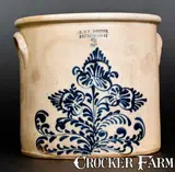 3 Gal. J. & E. NORTON / BENNINGTON, VT Stoneware Crock w/ Fine Slip-Trailed Floral Decoration by J. & E. Norton, circa 1855, Stoneware, sold Jul 2017