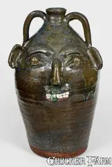 B.B. Craig, Important Monumental B.B. CRAIG / VALE, N.C. Stoneware Face Jug, early fourth quarter 20th century, Stoneware
