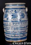 Eagle Pottery, Outstanding EAGLE POTTERY / James Hamilton & Co. / Manufacturers / Greensboro, Pa. Jar, circa 1870, Stoneware