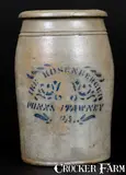 Rare PUNXSUTAWNEY, PA Stoneware Advertising Jar, HAMILTON & JONES / GREENSBORO, PA by Hamilton & Jones, circa 1875, Stoneware, sold Jul 2017