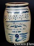Haught & Co., Very Fine 2 Gal. KNOX, HAUGHT & CO. / SHINNSTON, W. Va. Stoneware Jar w/ Stars Decoration, circa 1875, Stoneware