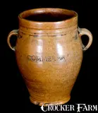 Commeraw's Stoneware, Rare COMMERAWS / STONEWARE Vertical-Handled Stoneware Jar, Thomas Commeraw, Manhattan