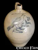 Jacob Caire & Co., JACOB CAIRE & CO. / POUGHKEEPSIE, NY Stoneware Jug w/ Exceptional Incised Bird Decoration, circa 1843-1845, Stoneware