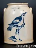 Fulper Bros, Fine FULPER BROS. / FLEMINGTON, NJ Stoneware Jar w/ Fine Bird-on-Stump Decoration, circa 1890, Stoneware