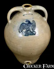 J. Clark & Co., Unusual J. CLARK & CO. / TROY Stoneware Cooler w/ Applied Eagle Impressed BRISTOLS BEER, circa 1826-1828, Stoneware