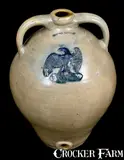 J. Clark & Co., Unusual J. CLARK & CO. / TROY Stoneware Cooler w/ Applied Eagle Impressed BRISTOLS BEER, circa 1826-1828, Stoneware