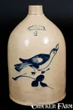Fulper Bros, 4 Gal. FULPER BROS. / FLEMINGTON, N.J. Stoneware Jug with Bird Decoration, late 19th century, Stoneware
