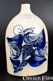 N.A. White & Son, 5 Gal. N. A. WHITE & SON / UTICA, NY Stoneware Jug w/ Elaborate Slip-Trailed Decoration, circa 1885, Stoneware
