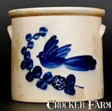 N.A. White & Son, 3 Gal. N. A. WHITE & SON / UTICA, NY Stoneware Crock with Bold Bird Decoration, circa 1885, Stoneware