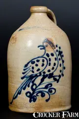 N. White & Co., 1 Gal. N. WHITE & CO. / BINGHAMTON, NY Stoneware Bird Jug, circa 1866-1868, Stoneware