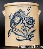 John Burger, 6 Gal. JOHN BURGER / ROCHESTER Stoneware Crock with Fine Floral Decoration, circa 1860, Stoneware