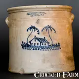 A.O. Whittemore, 4 Gal. A. O. WHITTEMORE / HAVANA, NY Stoneware Crock with House Decoration