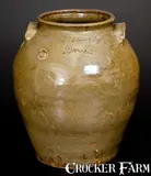 David Drake, Rare and Important "Dave / August 12 . 1851 / Lm" Edgefield District, SC Stoneware Jar, 1851, Stoneware