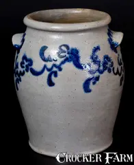 Morgan, Rare "Morgan / Maker" Baltimore Stoneware Jar w/ Slip-Trailed Floral Decoration, 1822-27, Stoneware