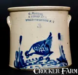 Union Ave, Scarce C. VAUPEL / 11 UNION AVE / WILLIAMSBURGH N.Y Stoneware Chicken Crock, circa 1880, Stoneware