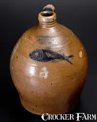 C. Crolius, Important C. CROLIUS / MANUFACTURER / NEW-YORK Incised Fish Jug, early 19th century, Stoneware
