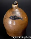 C. Crolius, Important C. CROLIUS / MANUFACTURER / NEW-YORK Incised Fish Jug, early 19th century, Stoneware