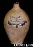 C. Crolius, Very Rare C. CROLIUS / BAYARD STREET / NEW-YORK Stoneware Jug, circa 1815, Stoneware