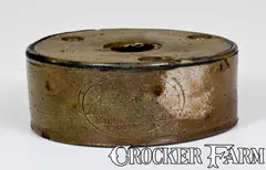 C. CROLIUS / STONEWARE MANUFACTURER / Manhattan-Wells, / NEW-YORK Stoneware Inkwell by C. Crolius Stoneware, early 19th century, Stoneware, sold Mar 2017