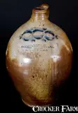 David Morgan, Very Rare DAVID. MORGAN. / NEW YORK Stoneware Jug w/ Impressed Swag-and-Heart Decorations, early 19th century, Stoneware
