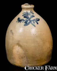 H. Ingell, Scarce Wm. H. INGELL / TAUNTON, MASS. Stoneware Jug w/ Cobalt Decoration, circa 1845, Stoneware