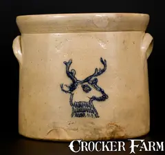 F. T. Wright & Son, F.T. WRIGHT & SON. / STONE WARE / TAUNTON, MASS Crock w/ Stenciled Deer Head, circa 1875, Stoneware