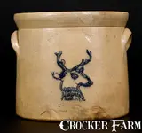 F. T. Wright & Son, F.T. WRIGHT & SON. / STONE WARE / TAUNTON, MASS Crock w/ Stenciled Deer Head, circa 1875, Stoneware