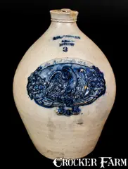 & Son, Important J.M,.BURNEY / & SON. / JORDAN, New York Stoneware Eagle Jug, circa 1855-1860, Stoneware