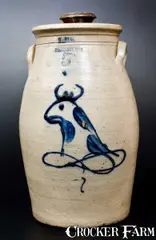 W. Hart, Rare W. HART / OGDENSBURGH Stoneware Cow's Head Churn, circa 1860, Stoneware