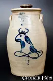 W. Hart, Rare W. HART / OGDENSBURGH Stoneware Cow's Head Churn, circa 1860, Stoneware