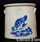 N.Y. Pottery, WEST TROY, / N.Y. / POTTERY Stoneware Chicken Crock, circa 1875, Stoneware