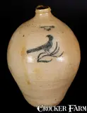 C. Boynton, Rare C. BOYNTON / TROY Stoneware Jug w/ Incised Bird Decoration, circa 1830, circa 1830, Stoneware