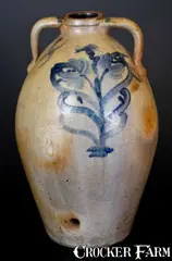 Hall & Thomas, Rare 8 Gal. HALL & THOMAS / SPRINGFIELD, OH Stoneware Water Cooler, mid 19th century, Stoneware