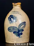 Wm. Moyer, Rare WM. MOYER / HARRISBURG, PA Decorated Stoneware Syrup Jug, circa 1858-1861, Stoneware