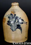 COWDEN & WILCOX / HARRISBURG, PA Stoneware Jug w/ Floral Decoration by Cowden & Wilcox, circa 1865, Stoneware, sold Mar 2017